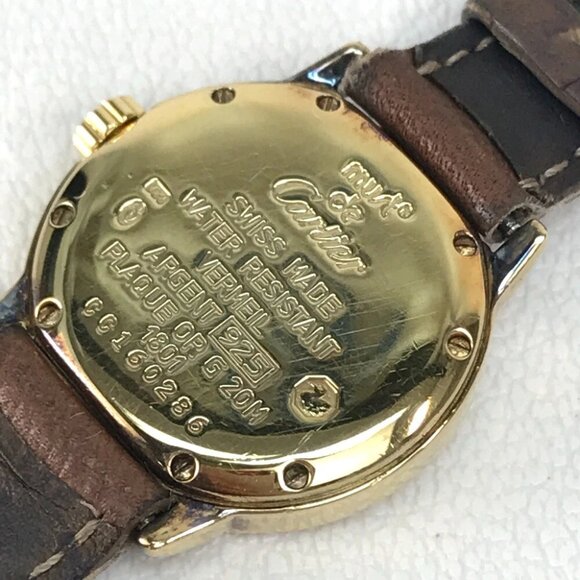 CARTIER 1801 vintage Must Rondo Vermeil Women\'s Wristwatch SV925/Leather belt main image 10